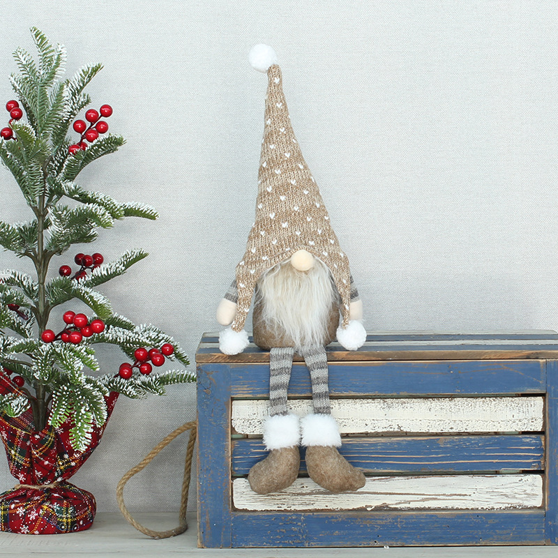 Hand-Knitted Faceless Hanging Leg Doll - Cozy Christmas Table Decor, Perfect Gift For Holiday Season (Pink/Red/Gray/Brown/Green)"_voghion.com