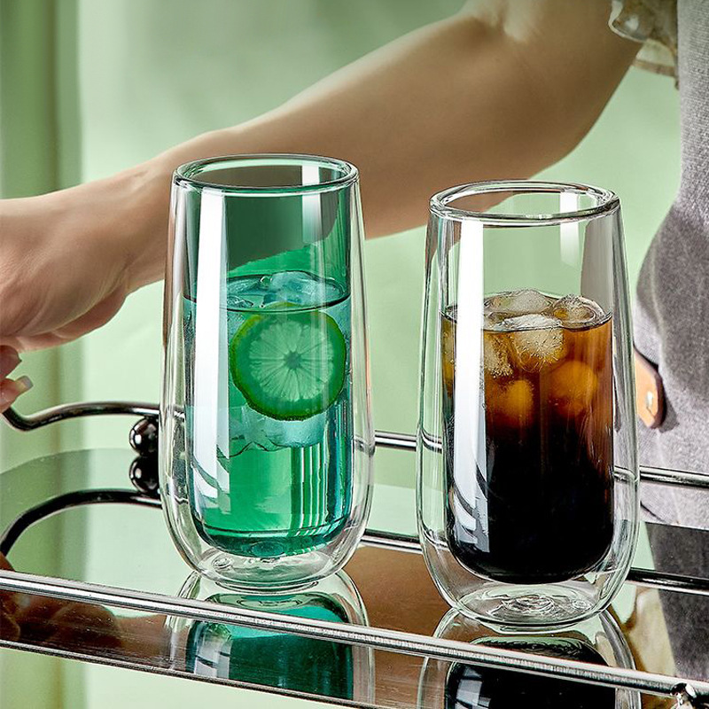 Doble capa de borosilicato taza color vidrio creativo taza de doble capa taza de café taza de leche taza de calor aislamiento color liner