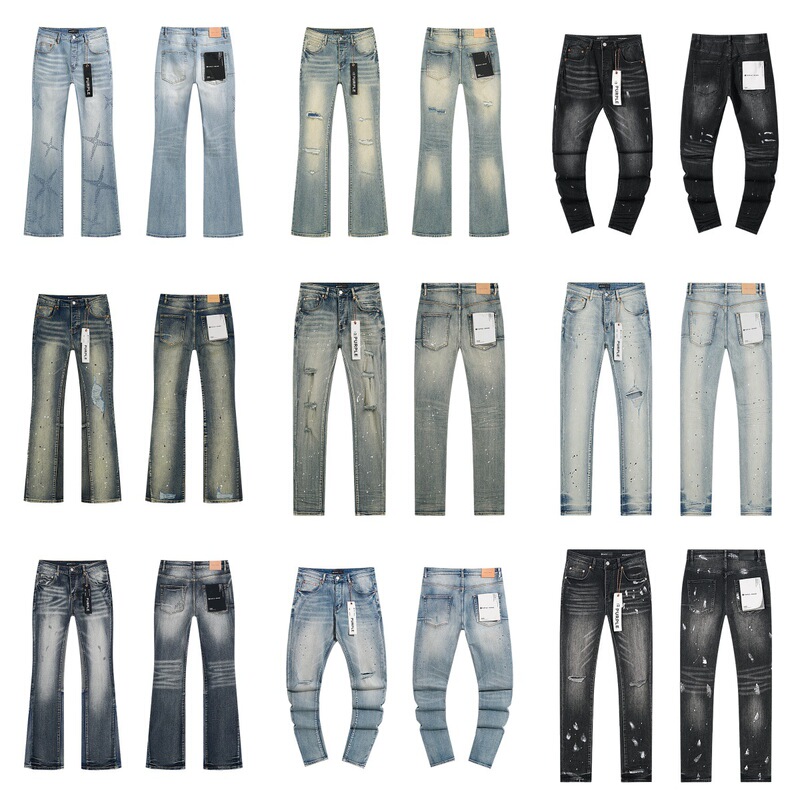 Foreign Trade New Real Shot Spot Beauty High Street Casual Ripped Slim Fit Men and Women Couples Washed Slightly Flared Denim Pants
