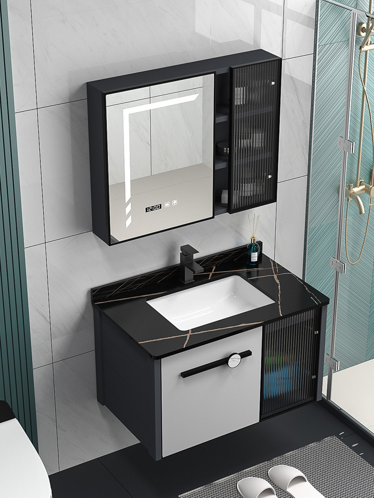 Nuevo inteligente baño espejo gabinete baño lavabo integrado lavabo baño cerámica baño traje combinación