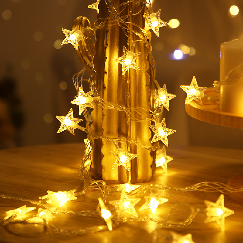 LED five-pointed star light string outdoor camping atmosphere lights Christmas holiday stall stars LED small light string