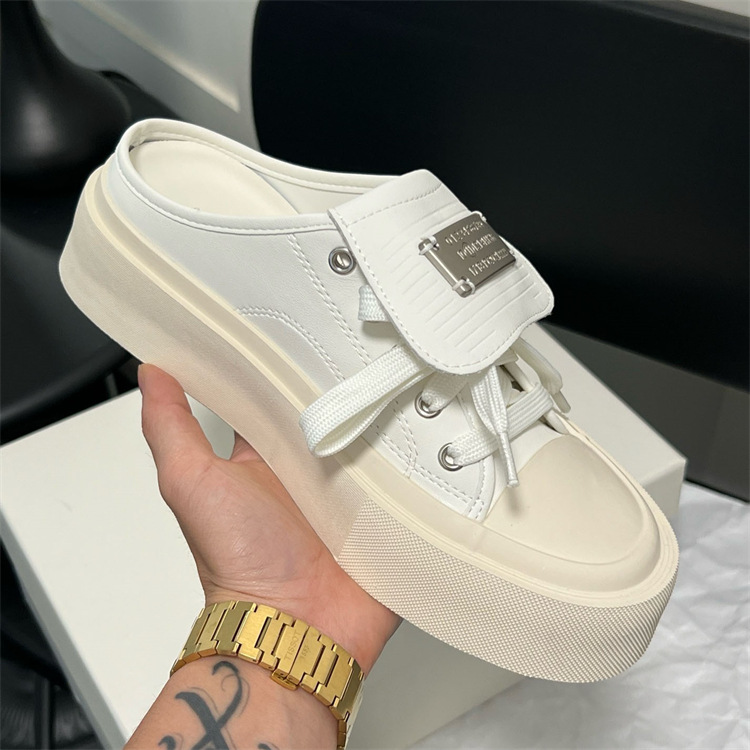 Half Drag 2024 Sommer Neue dicke Unterseite Baotou Mode Oberbekleidung Casual weiße Schuhe_voghion.com