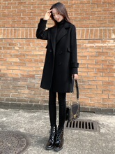 呢子大衣女中长款2025新款黑色修身显瘦气质赫本风毛呢外套女秋冬
