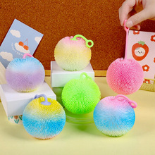 马卡龙色弹力毛毛球捏捏乐密毛闪光发光玩具夜市地摊刺猬玩具批发