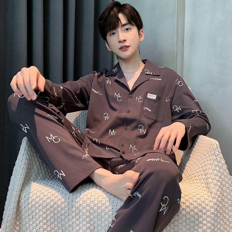 Pijamas de los hombres Primavera y Otoño Invierno 100% algodón de manga larga pantalones delgados más tamaño desgaste de alto nivel de los hombres de verano ropa de casa