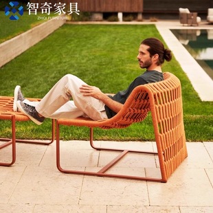Outdoor Rope Leisure Chair Coffee Table Sofa Garden Chair Balcony Rattan Chair Hotel Garden Terrace Leisure Lazy Chair