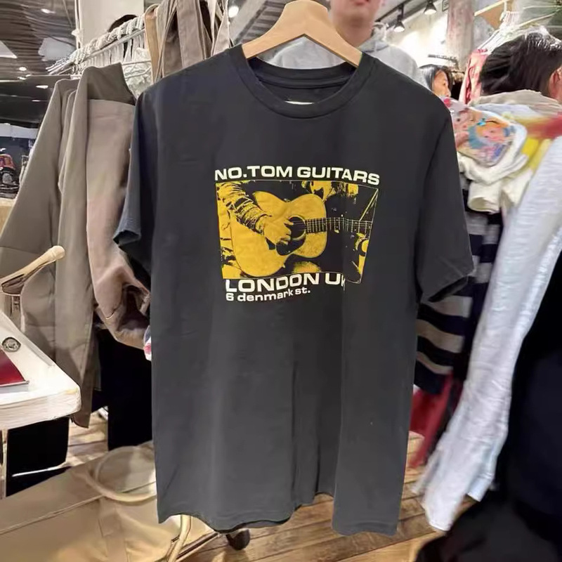 BM Style New Round Neck Guitarist Printed Boyfriend Style Short-sleeved T-shirt Women's BM Loose oversize All-match Top