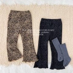 韓国の春と秋の子供服、春と秋のヒョウ柄スリムベルボトムパンツ、女の子用コットンスタイル、屋外で着用できる多用途カジュアルパンツ