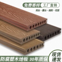 塑木地板户外露台阳台防腐木室外防腐pvc塑地板庭院花园圆孔塑木