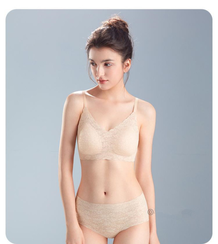 Ives [リトルドルフィン下着] 小胸プッシュアップ、空カップなし、ノンワイヤー固定カップ胸パッド下着女性用|undefined