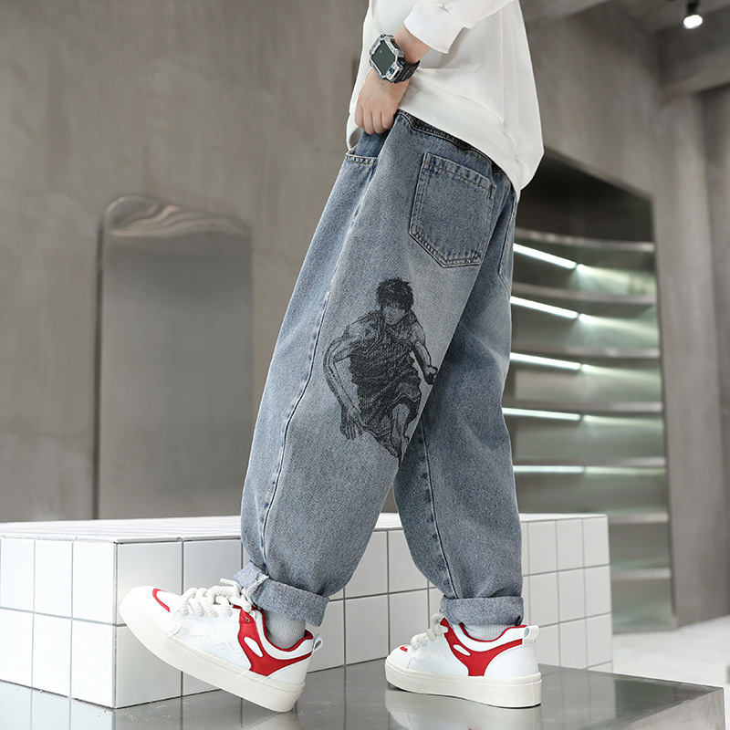 Boys' Spring and Autumn Jeans 2023 New Children's Autumn Casual Boys' Long Pants Medium and Large Children's Trendy Brand Children's Clothing