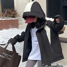 2025反季特价女童冲锋衣外套羽绒服男中大童防水防风撞色连帽夹克