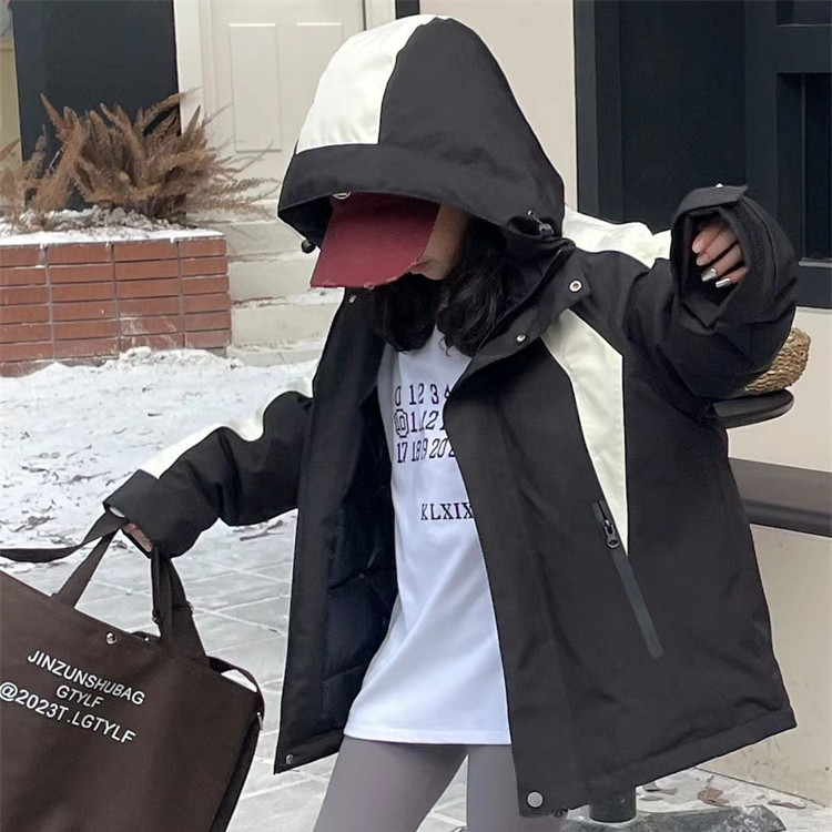 2025 Off-Season Special Price Girls' Jacket, down Jacket, Waterproof and Windproof Contrast Color Hooded Jacket for Middle and Large Children