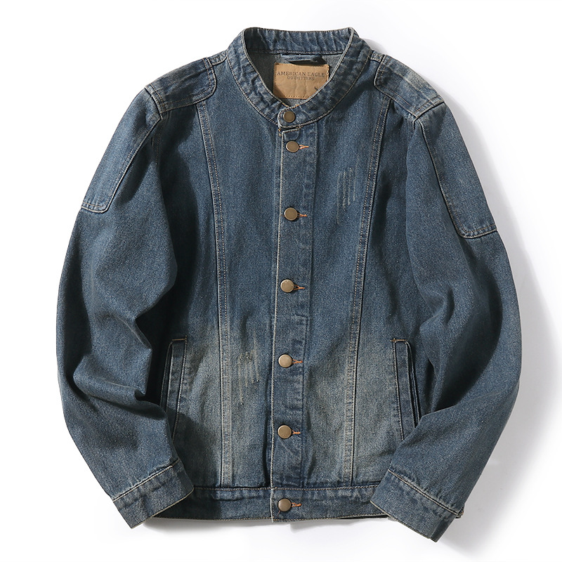 Calidad superior Retro lavado sucio de piedra vieja chaqueta de vaquero hombre clásico corto chaqueta casual hombre y mujer