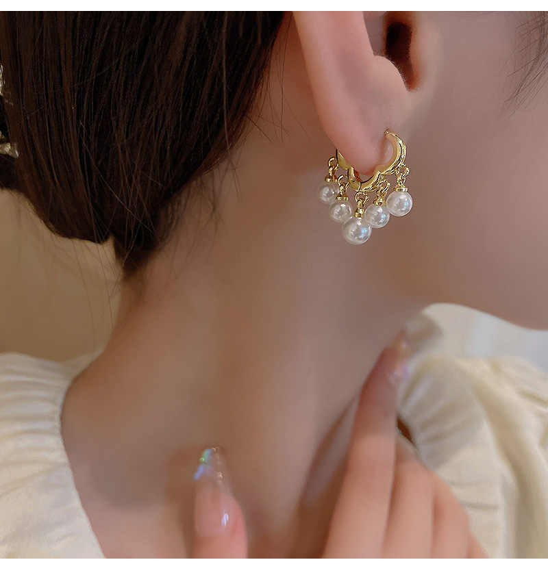 1 Pair Simple Style Geometric Imitation Pearl Alloy Womenu0027S Earrings