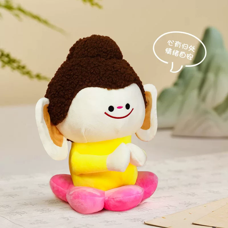 Cultural and creative plush doll Buddha little companion lotus dolls small Buddha dolls tie hands small Buddha Yungang Grottoes emotions stable