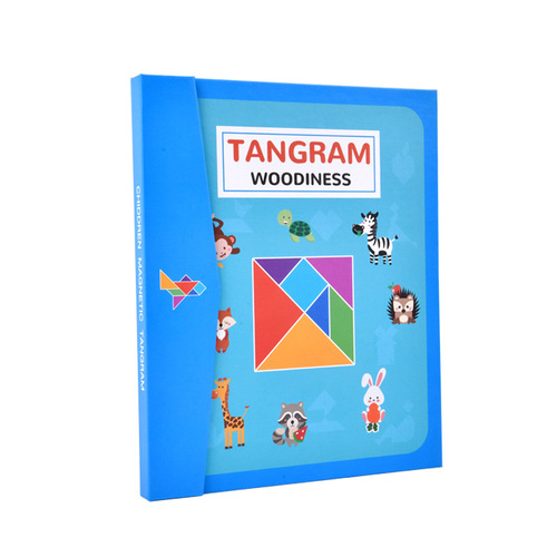 Children's magnetic book clip tangram early education intellectual development wooden teaching aids math geometric shape puzzle puzzle board