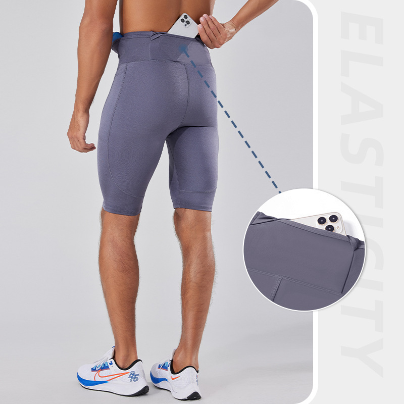 Hombres y mujeres de alta elasticidad y secado rápido maratón corriendo medias de cinco puntos entrenamiento de deportes al aire libre pantalones cortos de carreras de secado rápido
