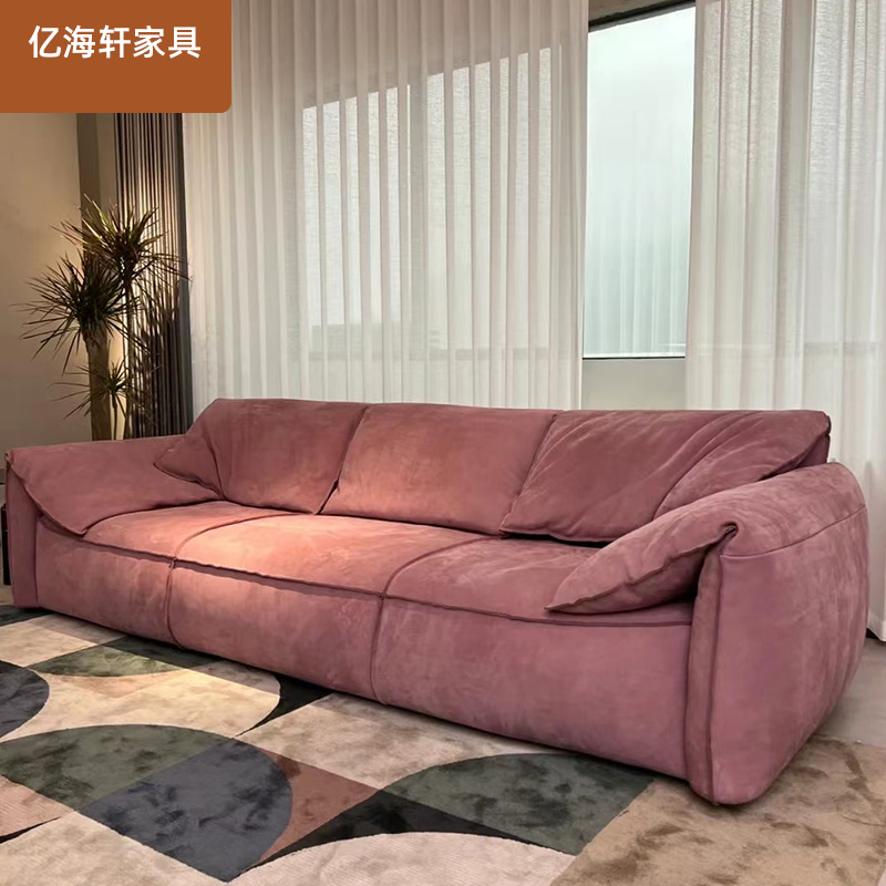 Sofá de terciopelo esmerilado con orejas de elefante, sofá relajante, sofá de tela de alta tecnología para sala de estar, muebles de madera maciza