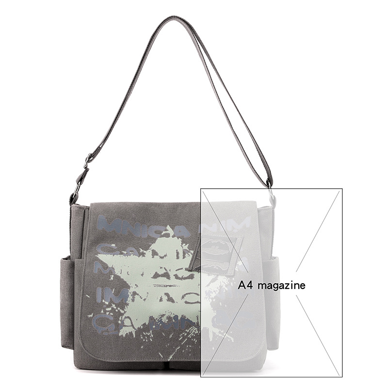 Vintage Graffiti Canvas Bag Men's Casual All-match Business Briefcase Large Capacity Printed Travel Commuter Crossbody Bag