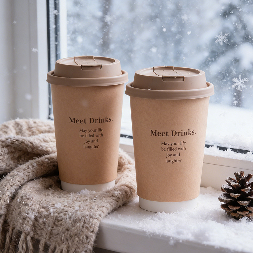 Taza de papel de doble capa compostable ecológica impresa a medida 6 / 8 / 10 / 16 oz taza de café desechable para bebidas calientes