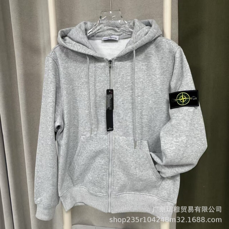 跨境外贸秋冬Stone石头纯色拉链连帽卫衣情侣款多色帽衫卫衣外套|undefined