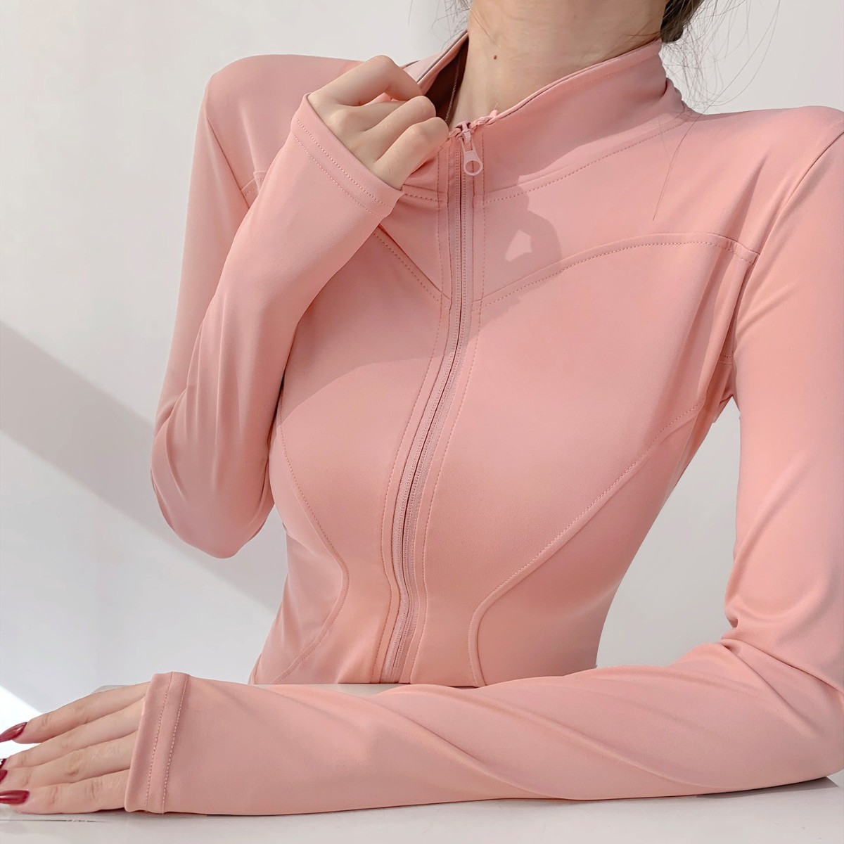 Autumn Yoga Clothing Tops Sports Pilates Lulu Jacket Women's Quick-Drying Long-Sleeved Outdoor Running Fitness Clothing