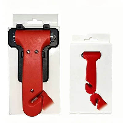 Solid Two-In-One Window Breaker Car Multi-Functional Safety Hammer Life-Saving Emergency Tool Escape Hammer Rope Cutter in Stock (Qəza çəkici) - two-in-one-solid-color-box-with-base