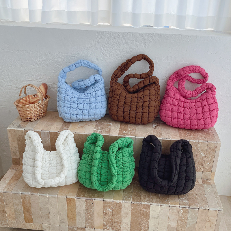 Cross-Border Fabric Women's Bag 2025 Simple and Fashionable Pleated Large-Capacity Shoulder Crossbody Bag Cloud Bag Korean Style Trend