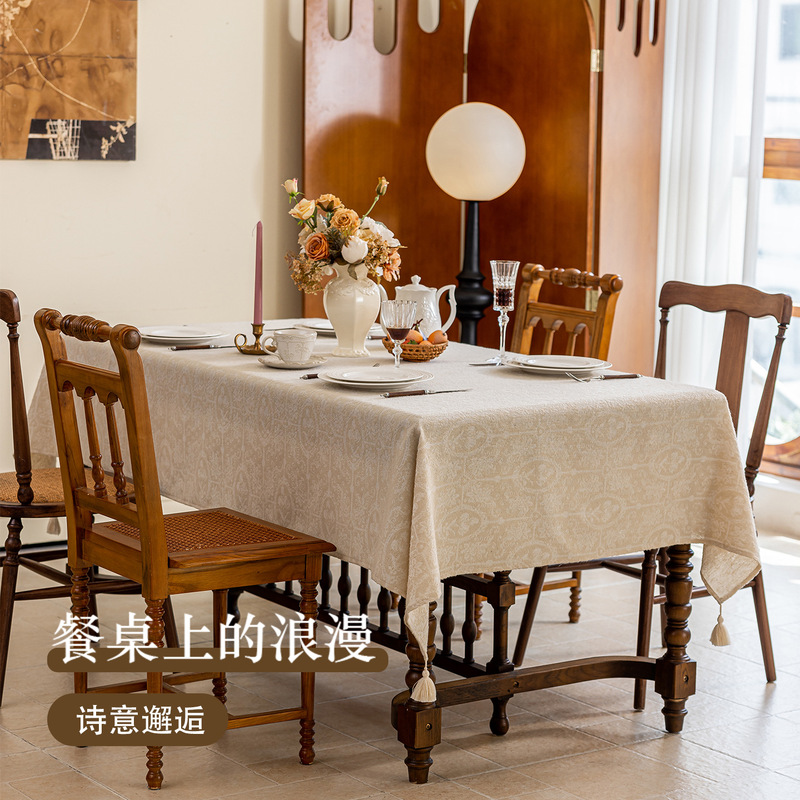 Home Accessible Luxury Dining Table Tablecloth American Coffee Table High-End Retro Jacquard Tablecloth Dining Table Cover Exquisite Decoration Home Accessible Luxury Dining Table Tablecloth American Coffee Table High-End Retro Jacquard Tablecloth Dining Table Cover Exquisite Decoration