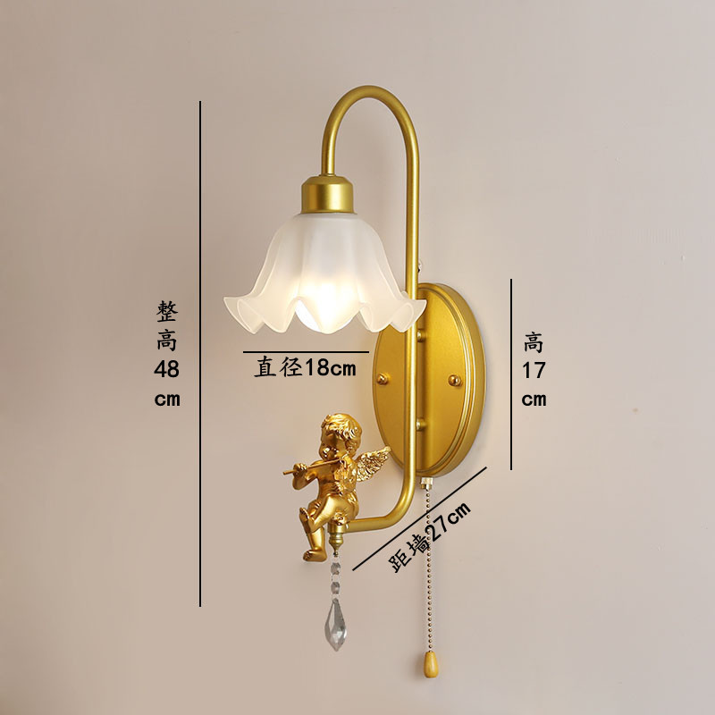 法式卧室床头壁灯北欧轻奢创意客厅电视背景墙灯楼梯复古天使壁灯|undefined