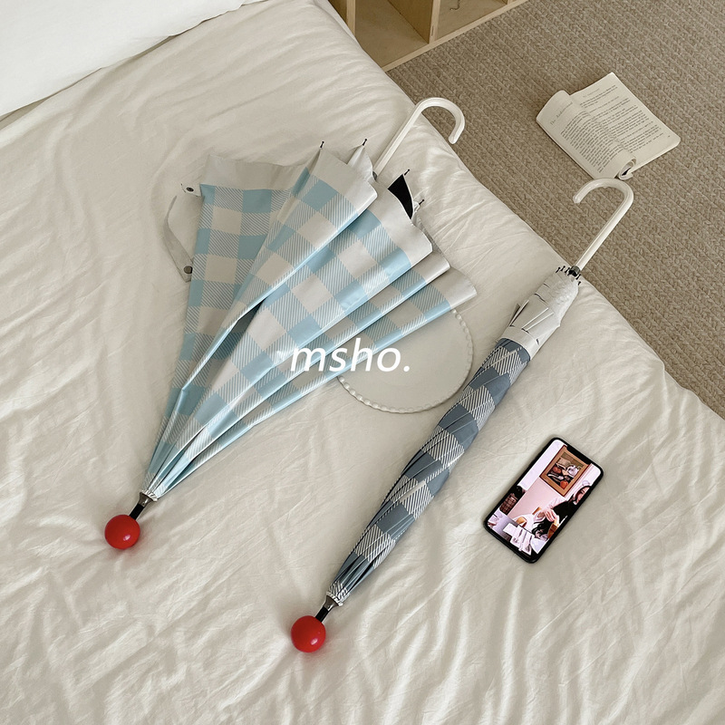 Simple Checkered Design~ Long-Handled Umbrella for Women, Stylish and Uv-Protective, Dual-Use for Sun and Rain, Cute Instagram-Style Parasol Simple Checkered Design~ Long-Handled Umbrella for Women, Stylish and Uv-Protective, Dual-Use for Sun and Rain, Cute Instagram-Style Parasol