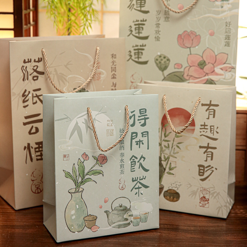 Tea Packaging Tote Bag Tin Can New Chinese Style Traditional Tea Culture Oriental Aesthetics Tea Canister Tote Bag Gift Bag