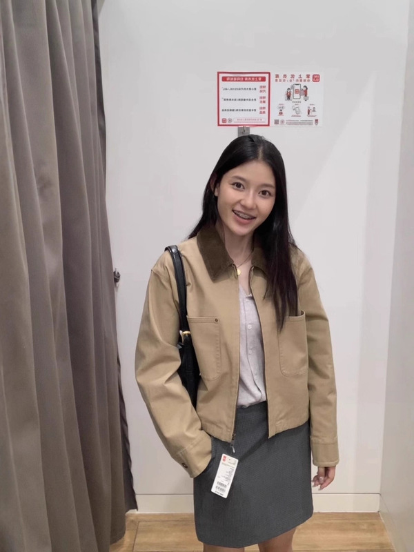 质甄女装休闲拉链短茄克外套翻领时尚百搭夹克25秋季新款479208|undefined