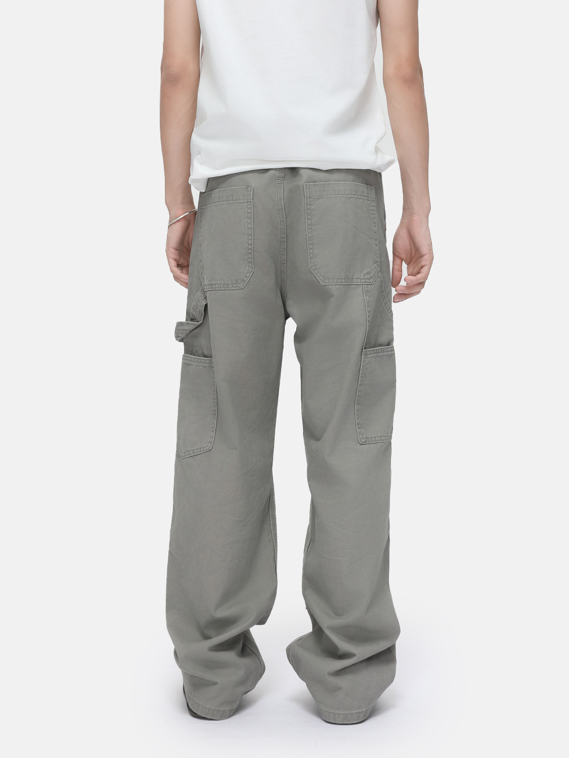 MTLCLOTHES Hombres| Estructura retro remaches herramientas versátiles madera lavado jeans ocio suelto