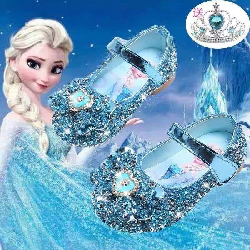 Princess Elsa Girls' Shoes Spring & Fall New Small Leather Shoes Frozen Little Girl Dance Shoes Elsa Crystal Shoes