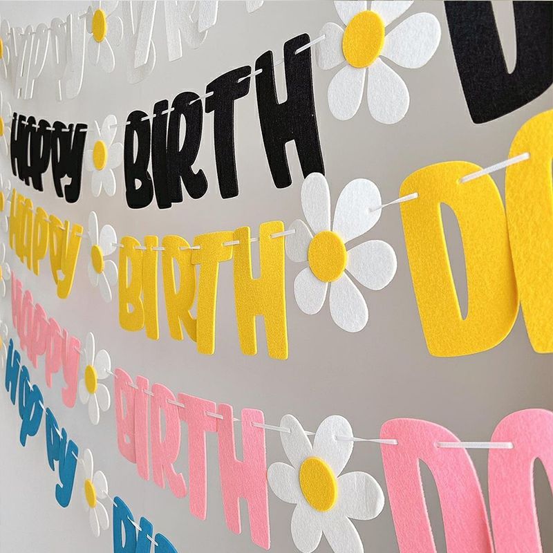 INS estilo coreano Daisy carta Garland decoración de fiesta de cumpleaños para niños bandera colgante diseño de pared de fondo Bandera de tracción