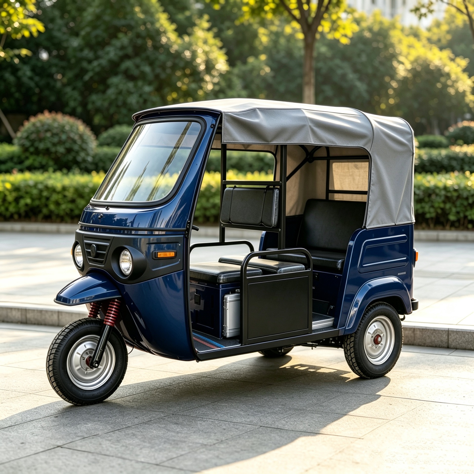 Fuel-powered passenger tricycle for export to Africa, durable and wear-resistant with large space, popular fuel-efficient vehicle for cross-border trade