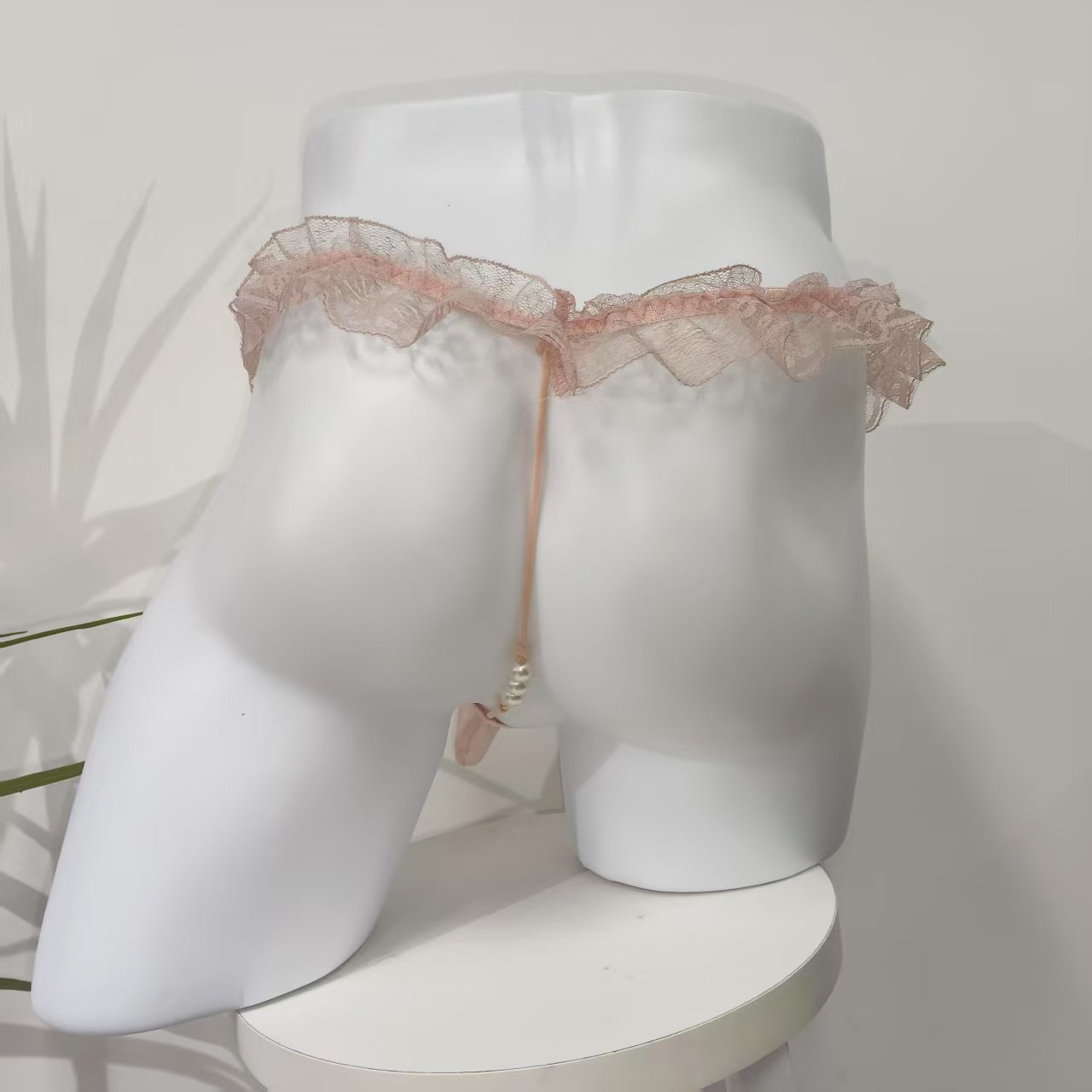 Perizoma uomo rosa con pizzo intimo sexy trasparente a stringa_voghion.com