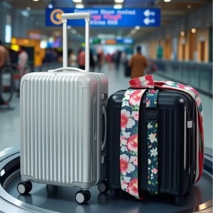 Cross-border trolley case binding belt multi-functional polyester smiley face flower printed one-word reinforced luggage belt packing belt