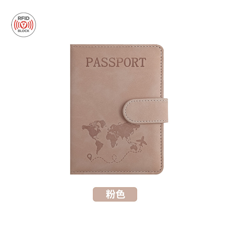 Cubierta de pasaporte rosa con hebilla magnética