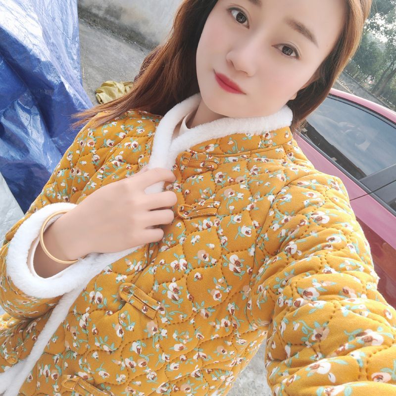 网红妈妈民族东北秋冬新款棉袄碎花女装加厚棉服外套复古保暖棉衣