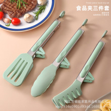 9寸三件套不粘锅专用夹牛排夹烤肉夹子耐高温硅胶防烫厨房食品夹