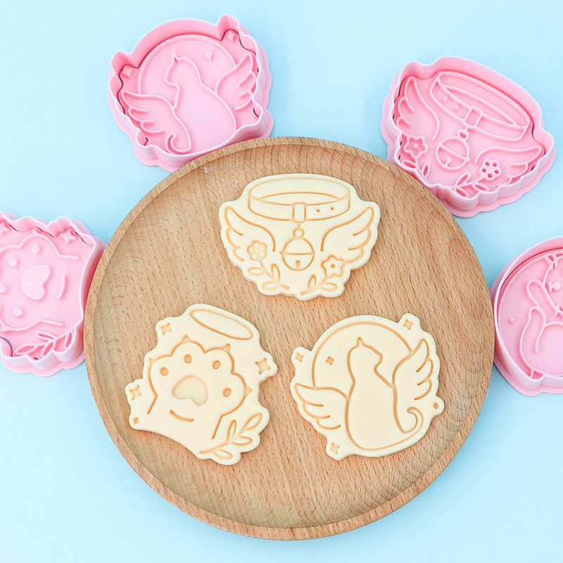 Kitten Series Cat Paw Cat Bell Cartoon Cookie Mold Simulation Press Cutter Handmade Fondant Baking Tool