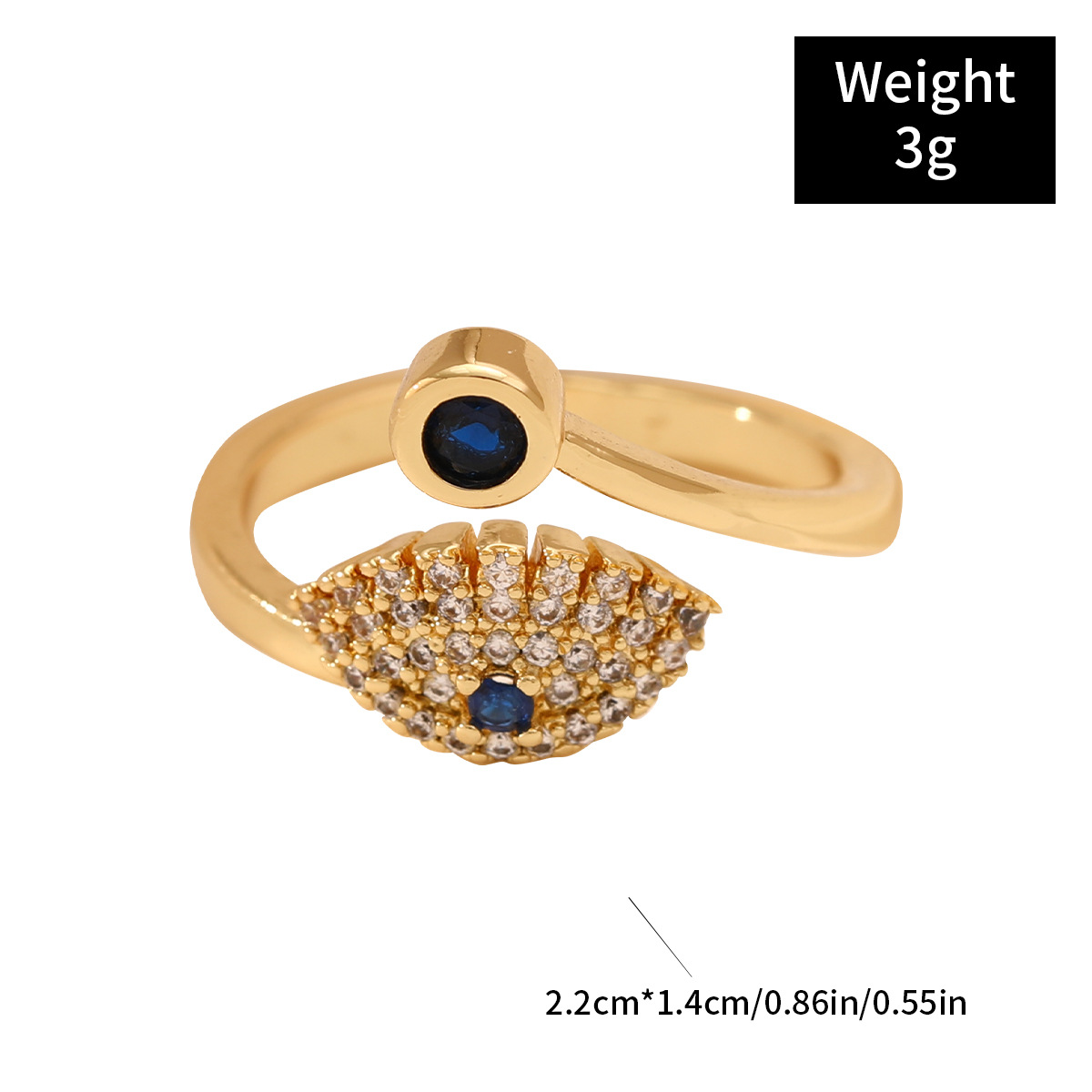 Casual Streetwear Eye Copper Plating Inlay Zircon Open Rings display picture 2