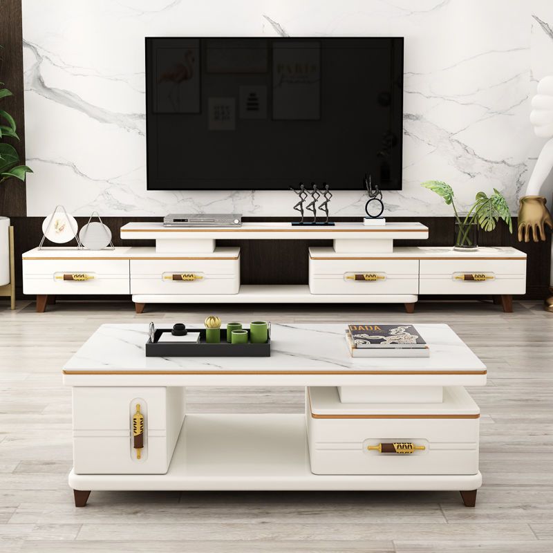 客厅现代大理石茶几电视柜组合大小款套装北欧高档岩板茶桌影视柜