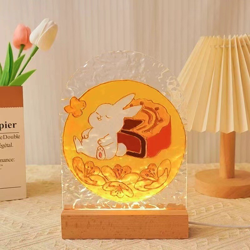 建国記念日手作り diy ガラス絵画ナイトライト材料パッケージ水の波紋透明アクリル板子供の手描きギフト|undefined