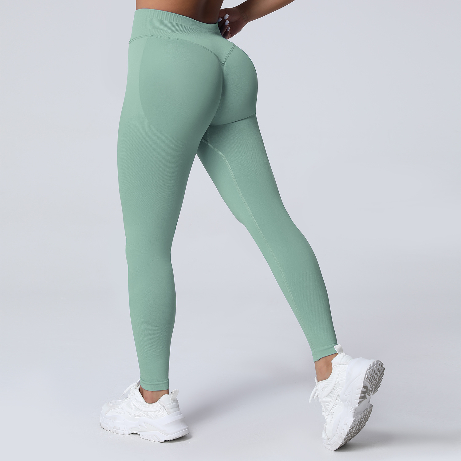 Amazon sin costuras matte pantalones de gimnasio de cintura alta mel mel mel melon elevación de cadera ajustado pantalones deportivos de secado rápido para correr pantalones de calzado