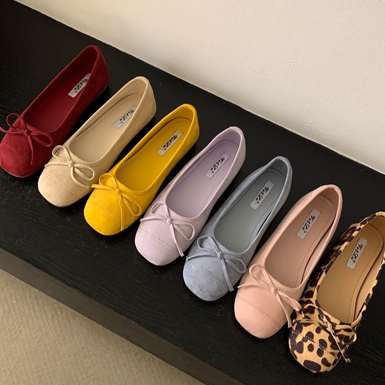 Zapatos planos bowknot francés zapatos individuales rojos zapatos de mujer zapatillas de ballet primavera suela suave zapatos de todo fósforo zapatos de leche