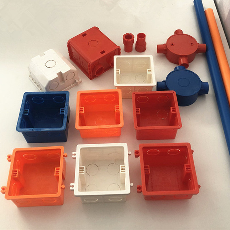PVC接线盒86型拼装连接底盒拼接组合卡扣连体暗盒50 60红色开关盒